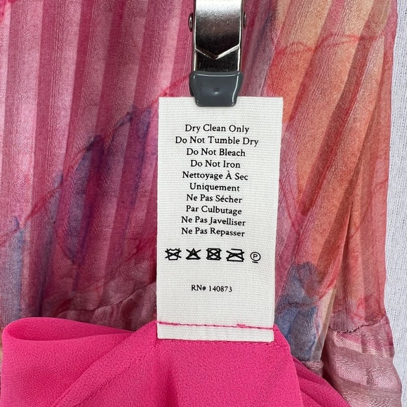 LOVESHACKFANCY Meridian Dress Womens 4 Pink Watercolor Print Long Sleeve NWT - Picture 12 of 16